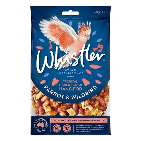 WHISTLER PARROT & WILDBIRD TROPICAL FRUIT & PEANUT HANG POD 320G