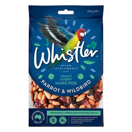 WHISTLER PARROT & WILDBIRD PEANUT & BERRY HANG POD 320G