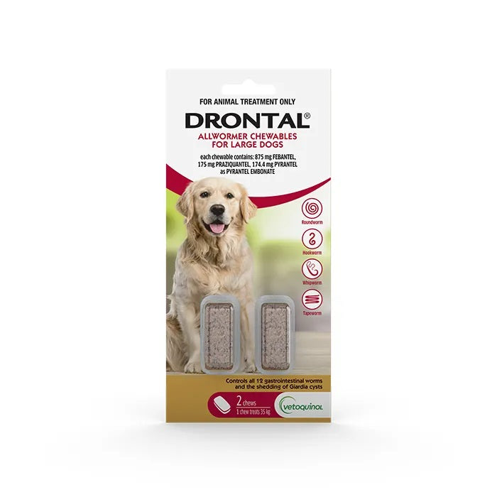 DRONTAL ALL WORMER LARGE DOGS 2PK CHEWS