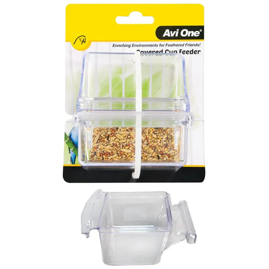 AVIONE PLASTIC BIRD FEEDER DISH CLEAR HOODED
