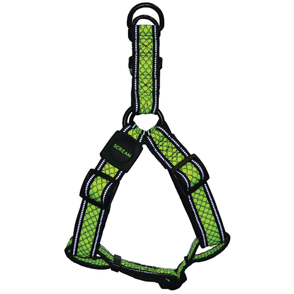 SCREAM REFLECTIVE STEP-IN HARNESS MEDIUM GREEN