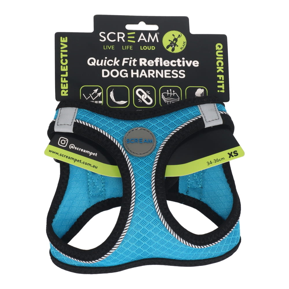 SCREAM REFLECTIVE QUICK FIT HARNESS XS BLUE