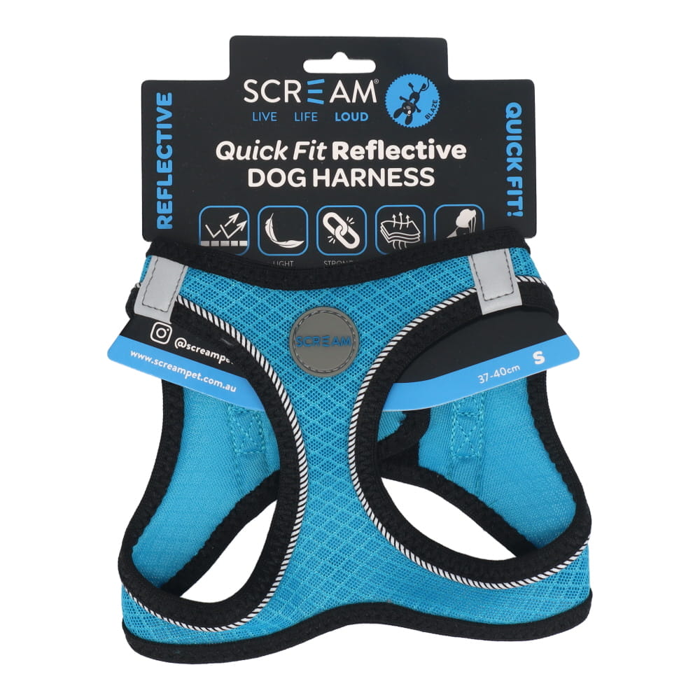 SCREAM REFLECTIVE QUICK FIT HARNESS SML BLUE