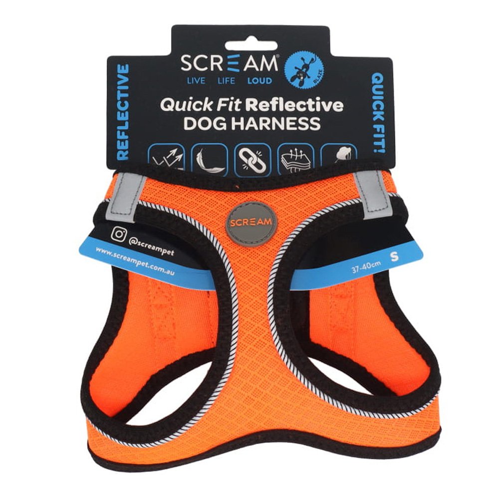 SCREAM REFLECTIVE QUICK FIT HARNESS SML ORANGE
