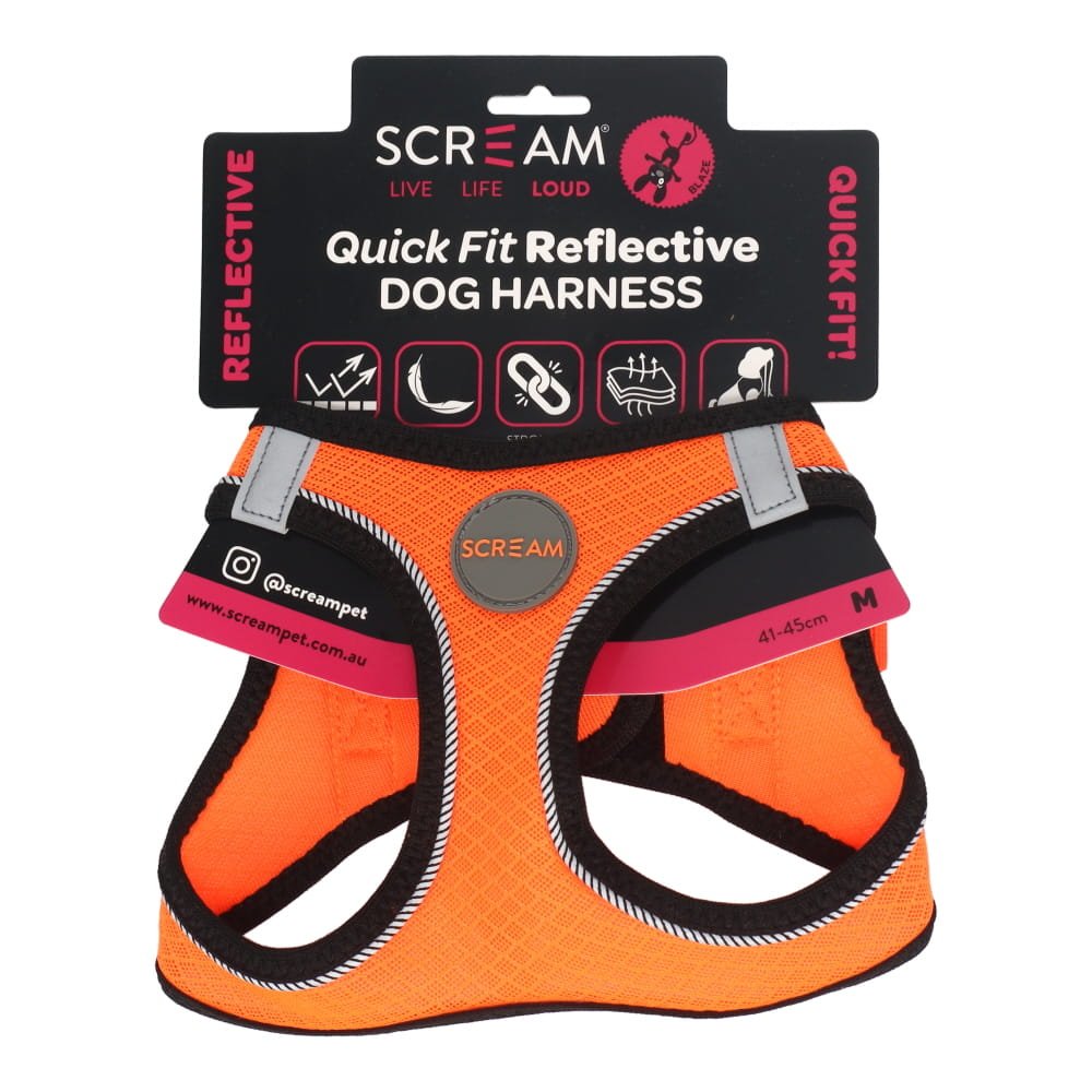 SCREAM REFLECTIVE QUICK FIT HARNESS MED ORANGE