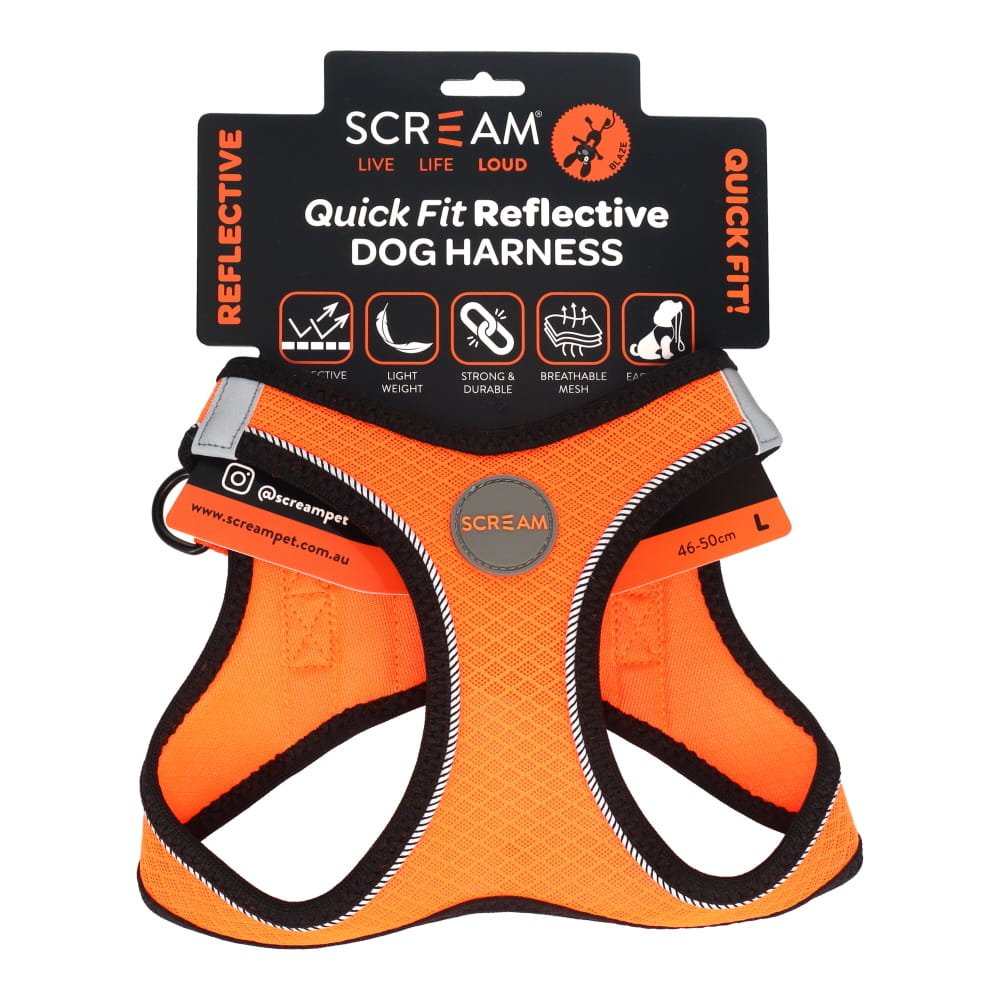 SCREAM REFLECTIVE QUICK FIT HARNESS LRG ORANGE