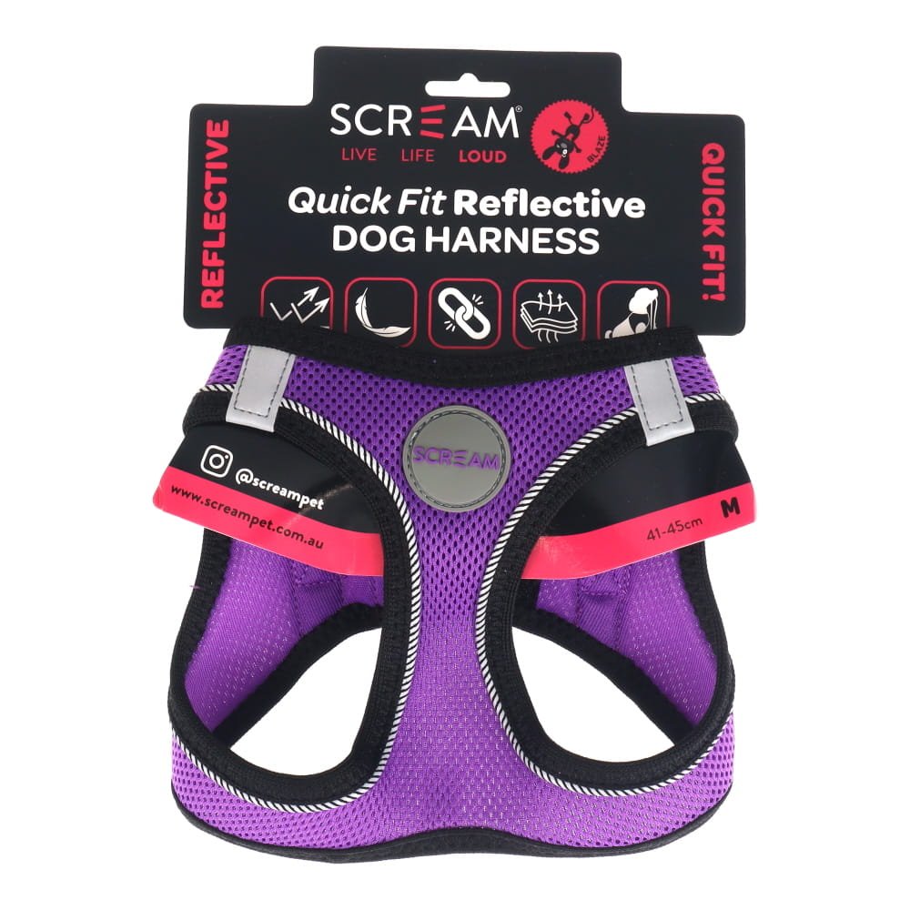 SCREAM REFLECTIVE QUICK FIT HARNESS MED PURPLE