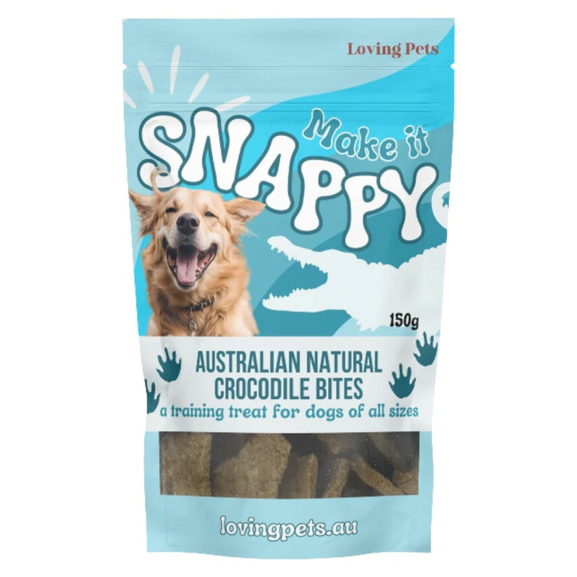 LOVING PETS MAKE IT SNAPPY CROCODILE BITES 150G