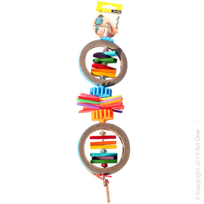 AVI ONE BIRD TOY PAPER RINGS WITH WOODEN BLOCKS