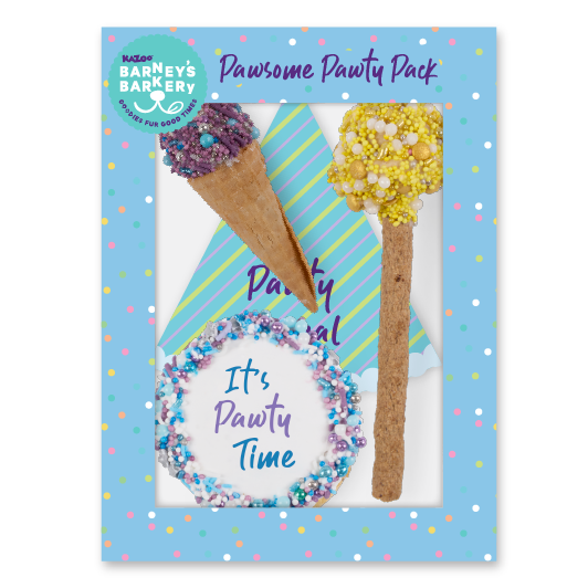 KAZOO BARNEYS BARKERY DOG BIRTHDAY PAWTY TREAYS PACK BLUE
