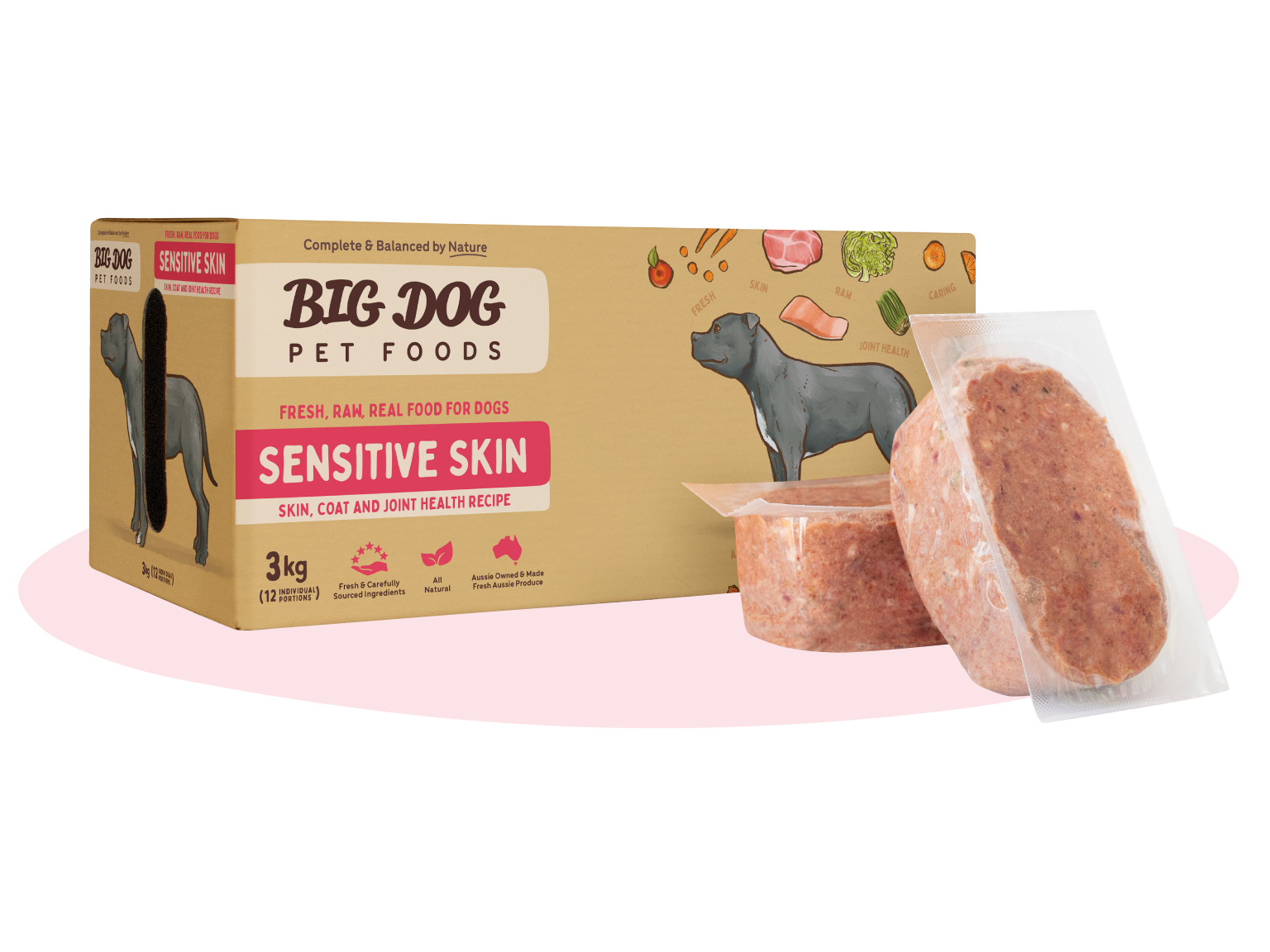 BIG DOG SENSITIVE SKIN PATTIES 3KG
