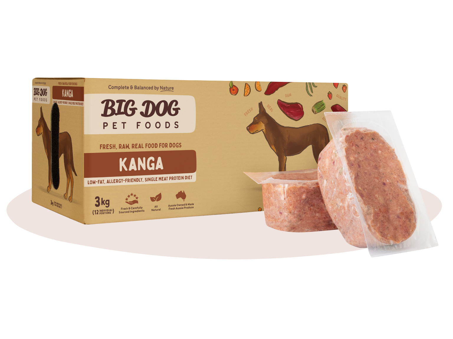 BIG DOG KANGAROO PATTIES 3KG