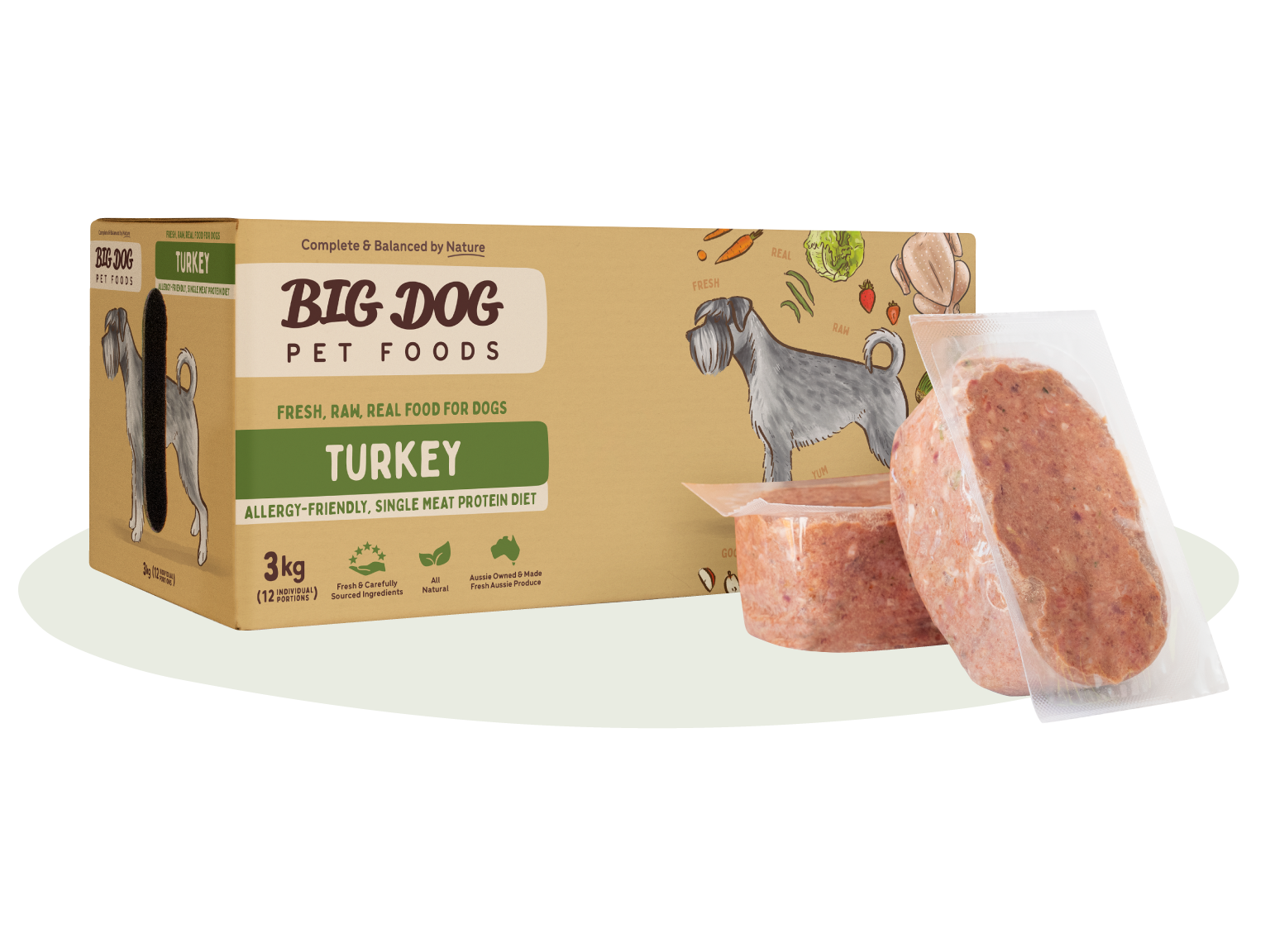 BIG DOG TURKEY PATTIES 3KG