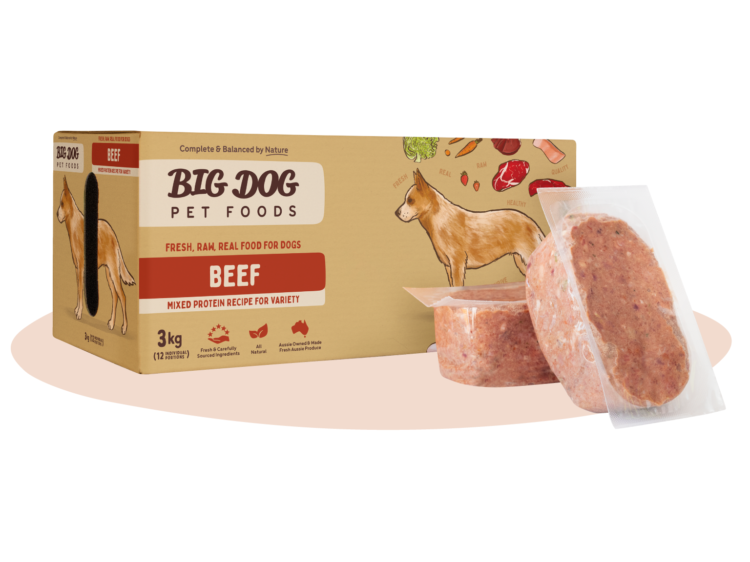 BIG DOG BEEF PATTIES 3KG