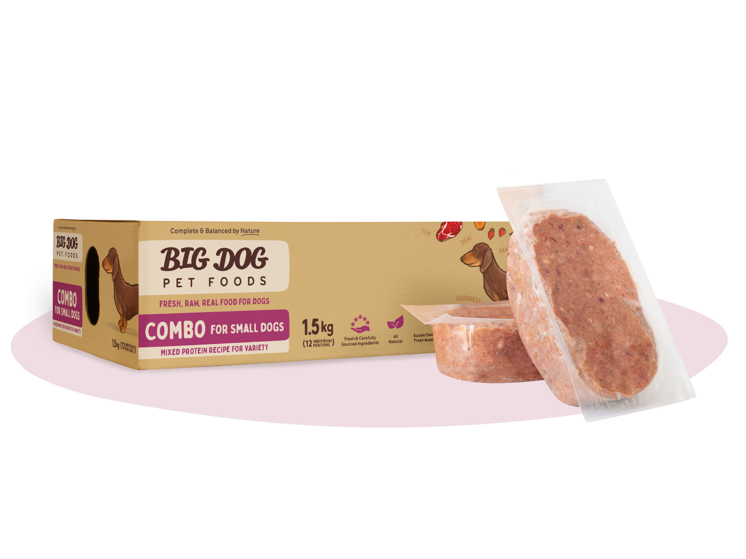 BIG DOG SMALL DOG COMBO PATTIES 1.5KG