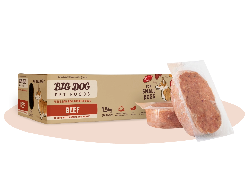 BIG DOG SMALL DOG BEEF PATTIES 1.5KG