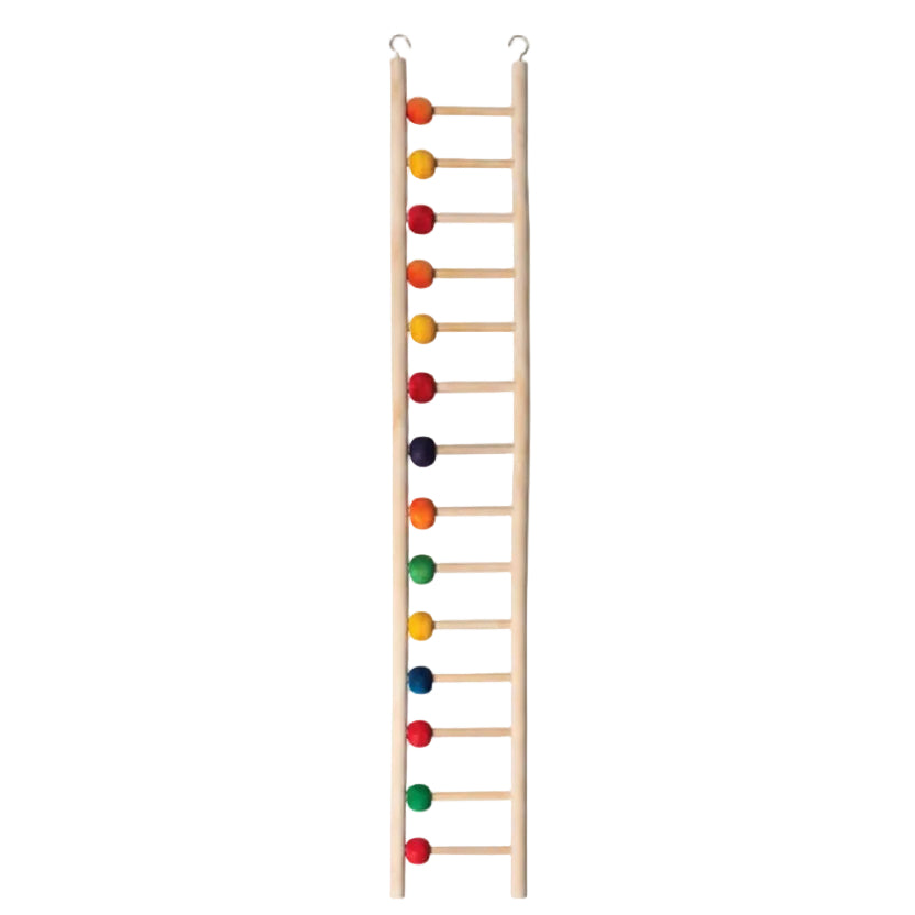 AVIONE WOODEN BIRD LADDER WITH BEADS 14 STEPS
