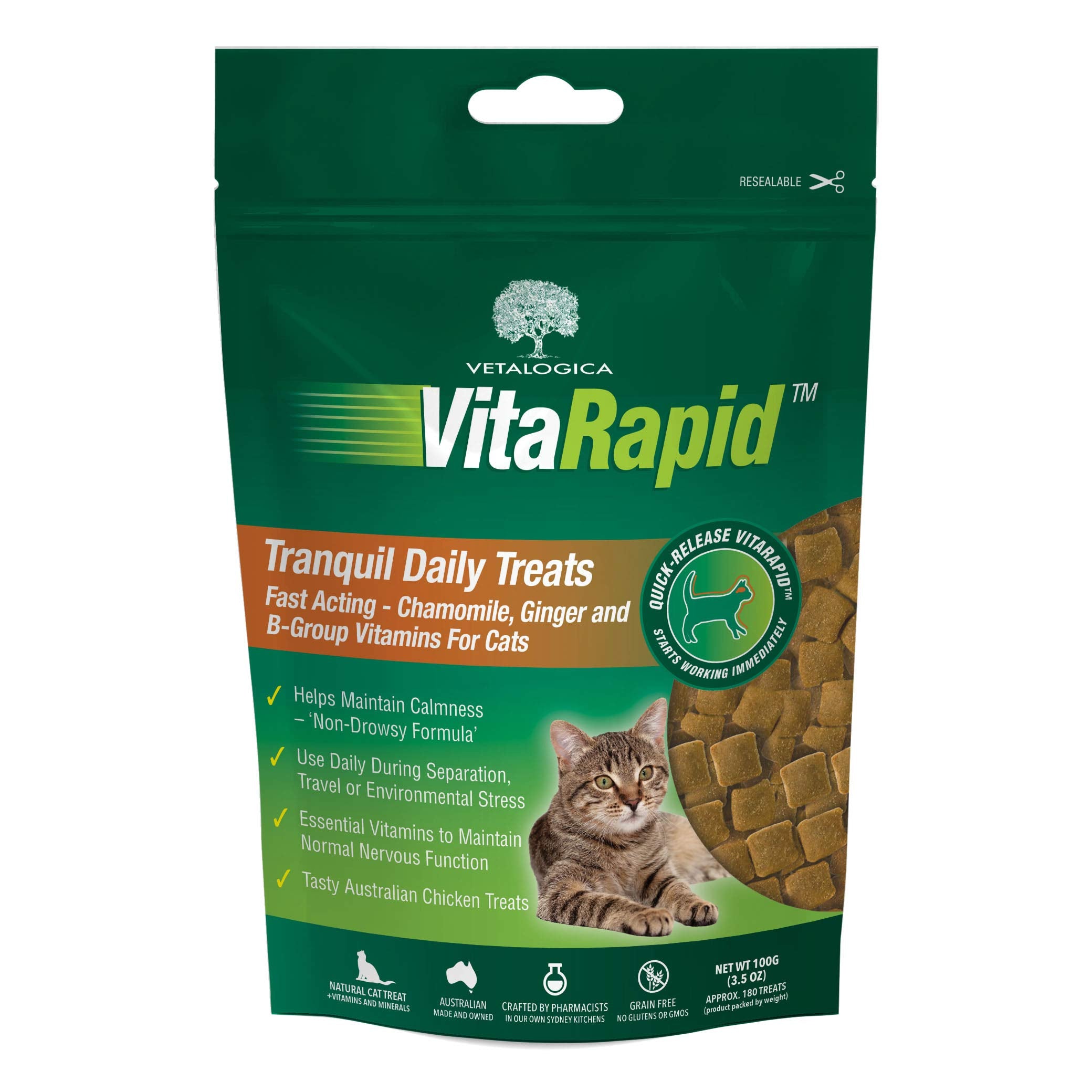 VETALOGICA VITARAPID CAT TRANQUIL CALMING TREATS 100G