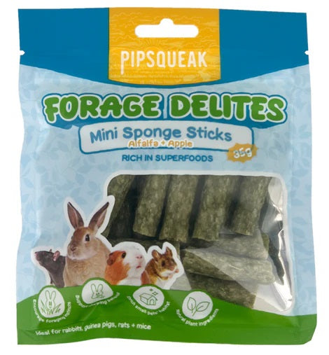 PIPSQUEAK FORAGE DELITES SPONGE STICKS ALFALFA 35G