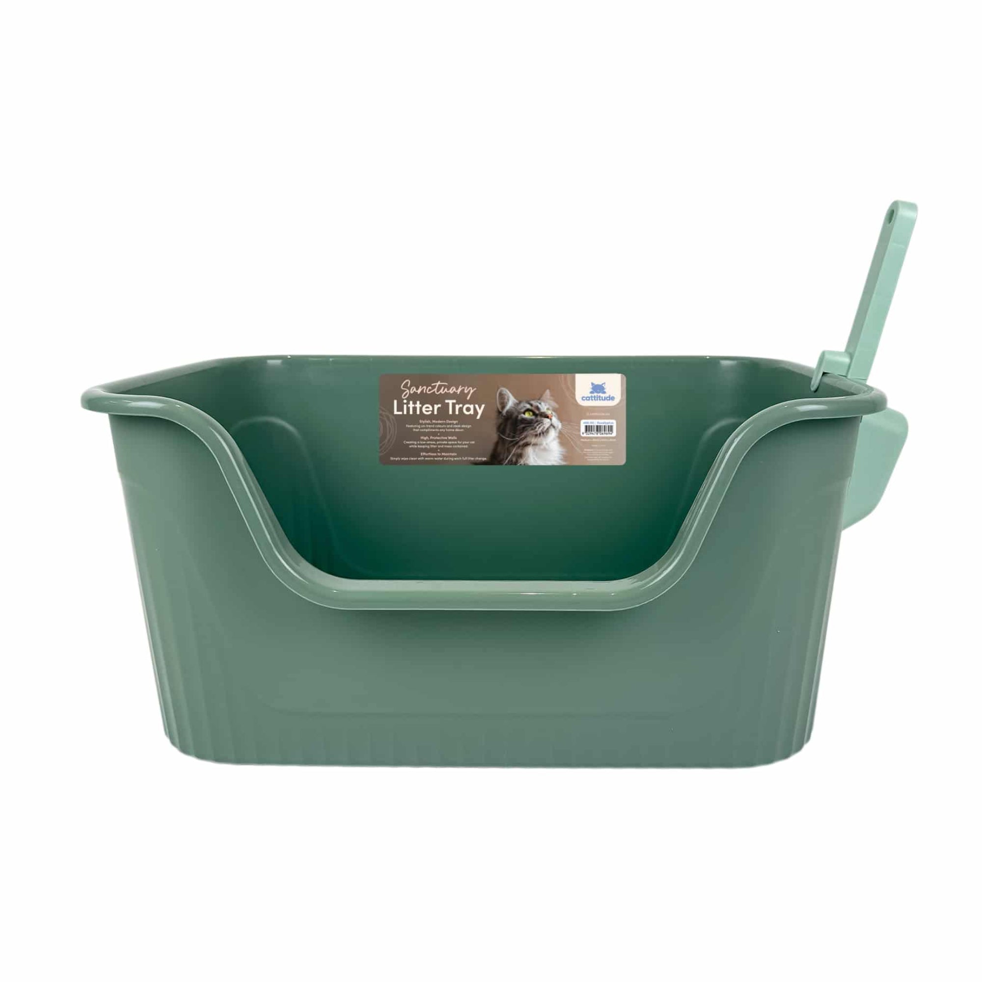 CATTITUDE SANCTUARY CAT LITTER TRAY MEDIUM GREEN