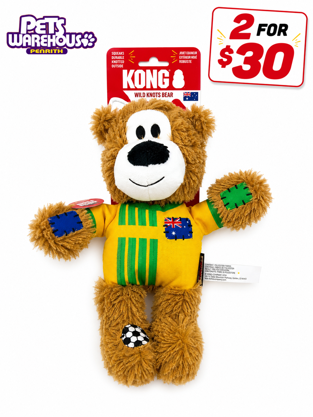 KONG WILD KNOTS AUSTRALIA SOCCER BEAR LIMITED EDITION
