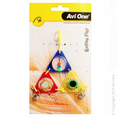 AVIONE BIRD TOY TRIANGLE PYRAMID WITH MIRRORS & BELLS