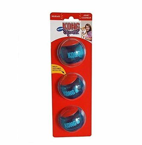 KONG QUEEZZ ACTION BALLS MEDIUM 3 PACK