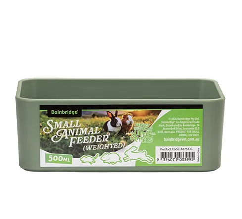 BAINBRIDGE SMALL ANIMAL FEEDER RECTANGLE 500ML GREEN