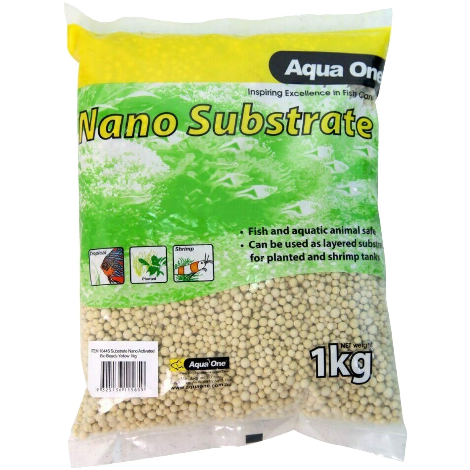 AQUA ONE NANO SUBSTRATE BIO BEADS YELLOW 1KG