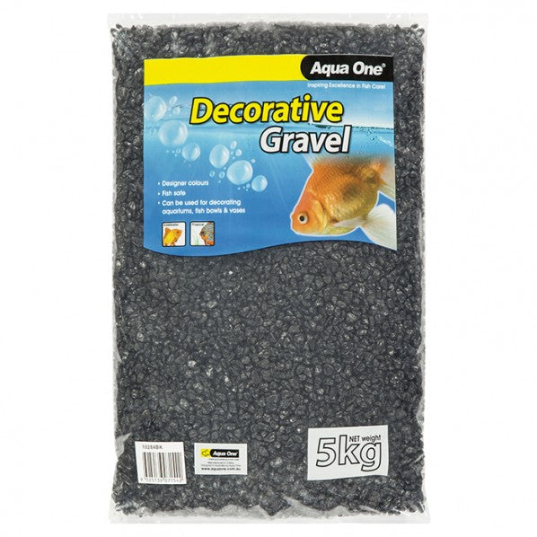AQUA ONE DECORATIVE GRAVEL BLACK 5KG