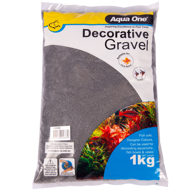 AQUA ONE DECORATIVE GRAVEL BLACK SILICA 1MM 1KG