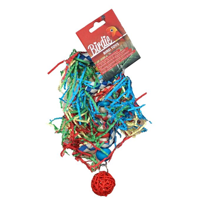 BIRDIE BIRD TOY RATTAN TUBES RAINBOW SHREDDER MEDIUM