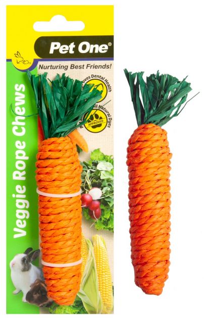 PET ONE SMALL ANIMAL VEGGIE ROPE CHEW CARROT MEDIUM ORANGE