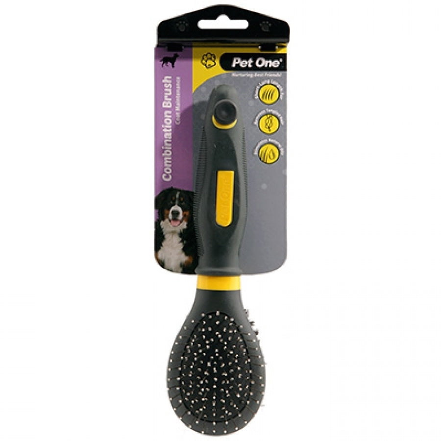 PET ONE COMBINATION BRISTLE AND METAL PIN BRUSH SMALL