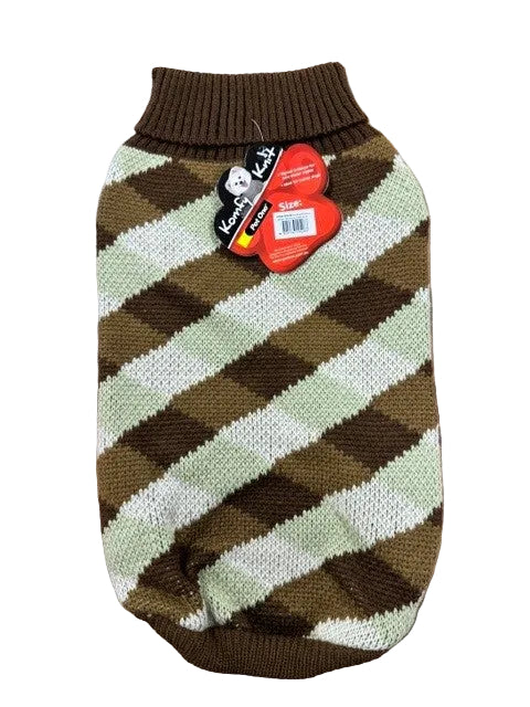 PETONE KOMFY KNIT DOG JUMPER BROWN CHECK 50CM