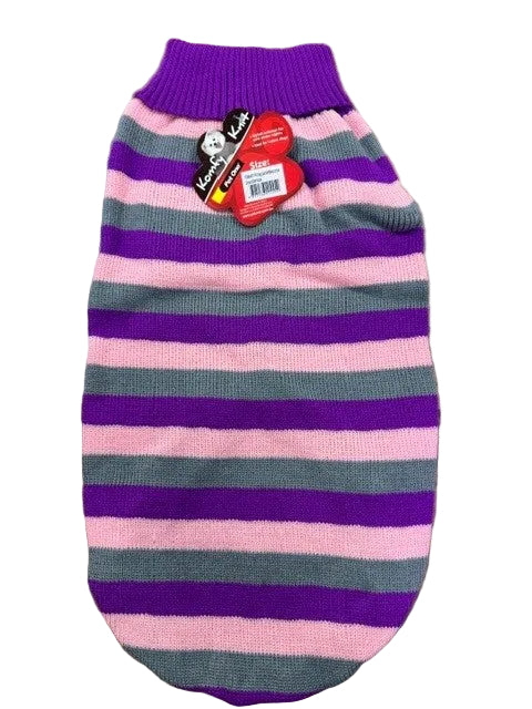 PETONE KOMFY KNIT DOG JUMPER PURPLE STRIPE 50CM