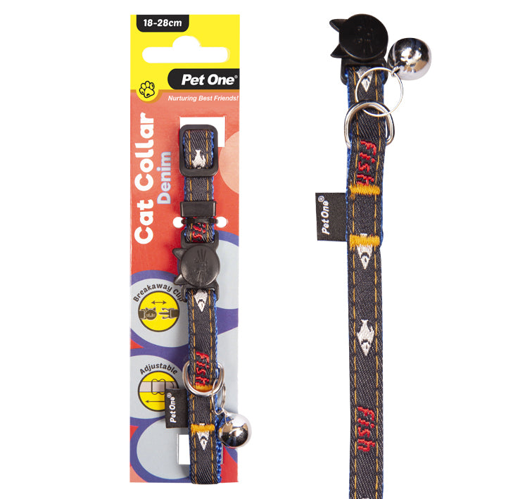 PET ONE CAT COLLAR DENIM BLUE