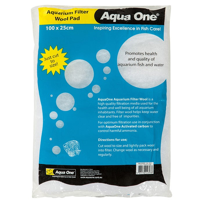 AQUA ONE AQUARIUM FILTER WOOL PAD 100 X 25CM