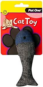 PET ONE CAT TOY FISH GREY BLUE 13.5CM
