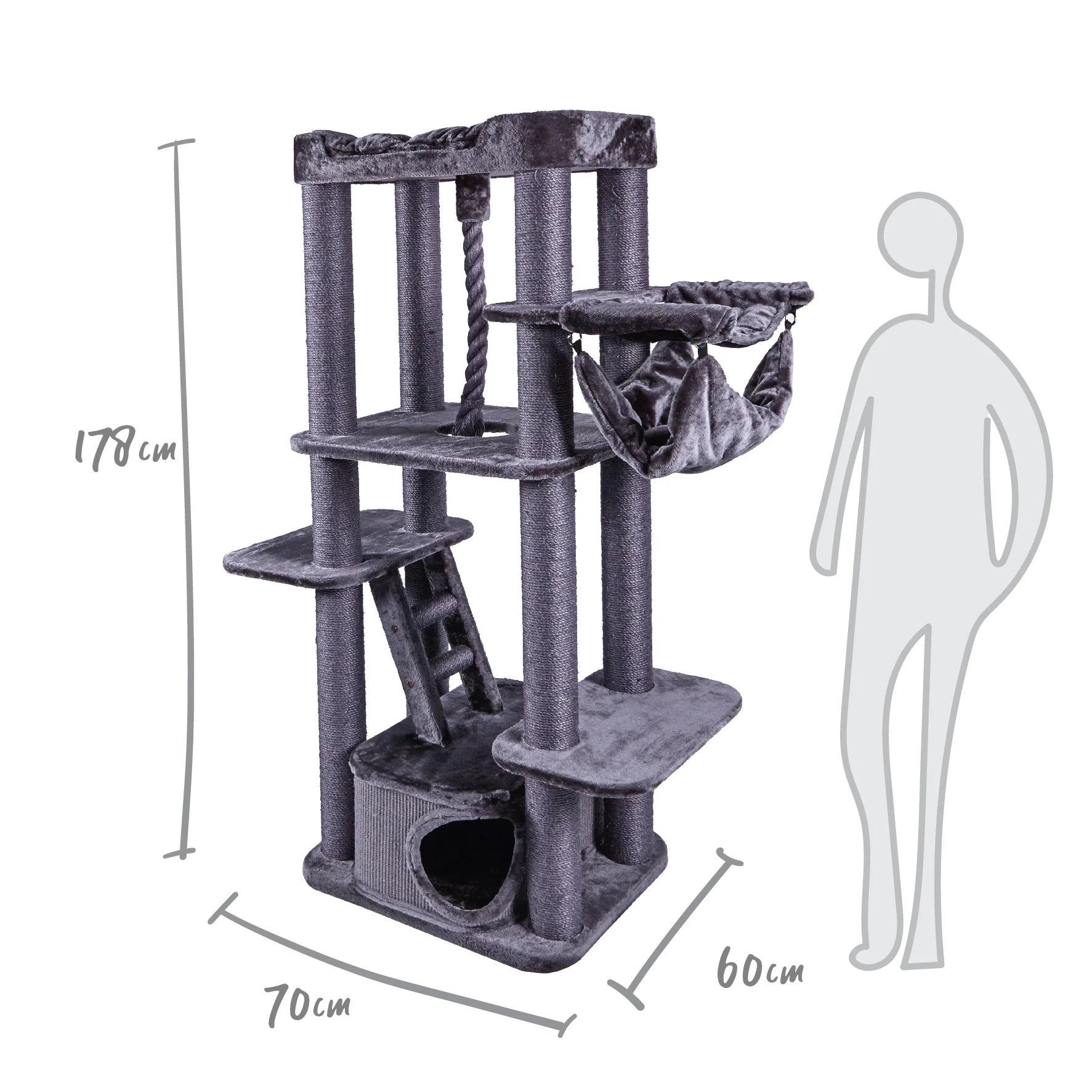 KAZOO SCRATCHER KITTY CLIMB PLAYGROUND CHARCOAL