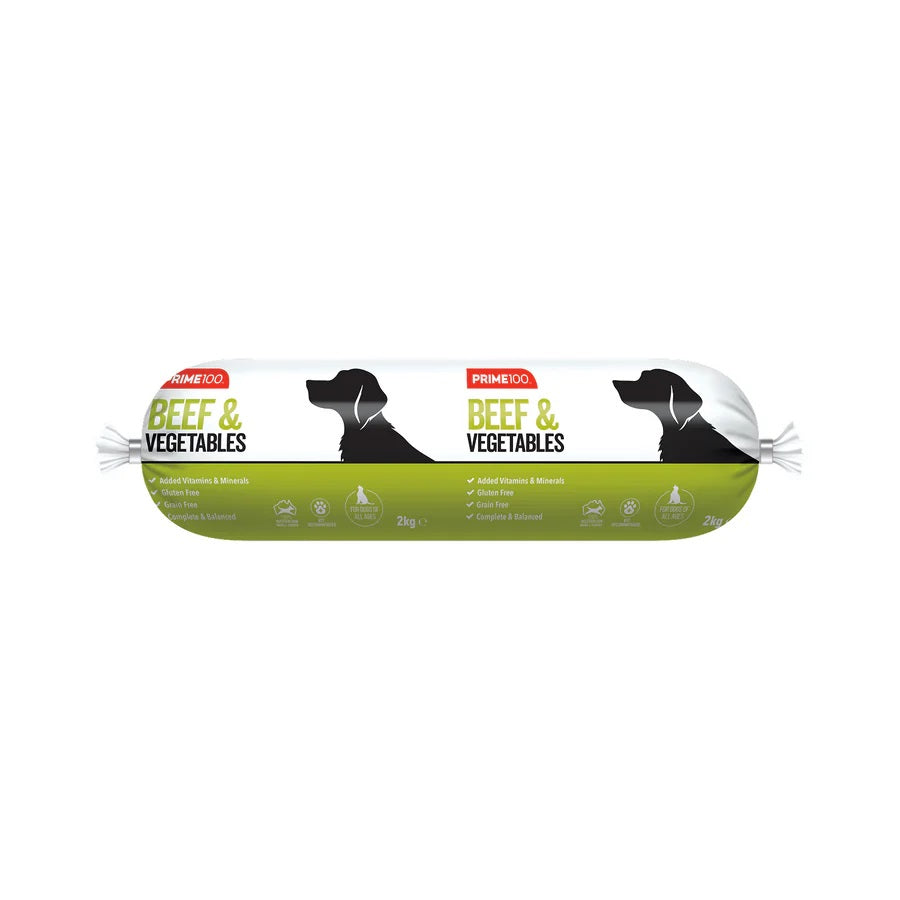 PRIME100 BEEF & VEGETABLES DOG ROLL 2KG
