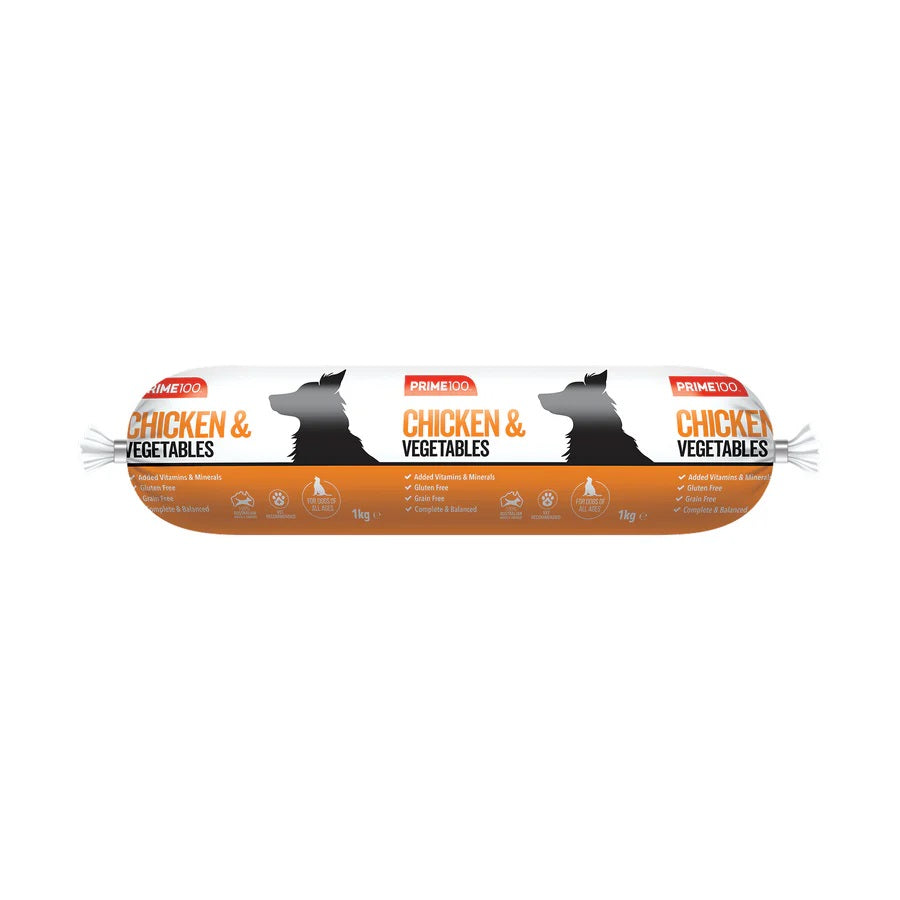PRIME100 CHICKEN & VEGETABLES DOG ROLL 1KG