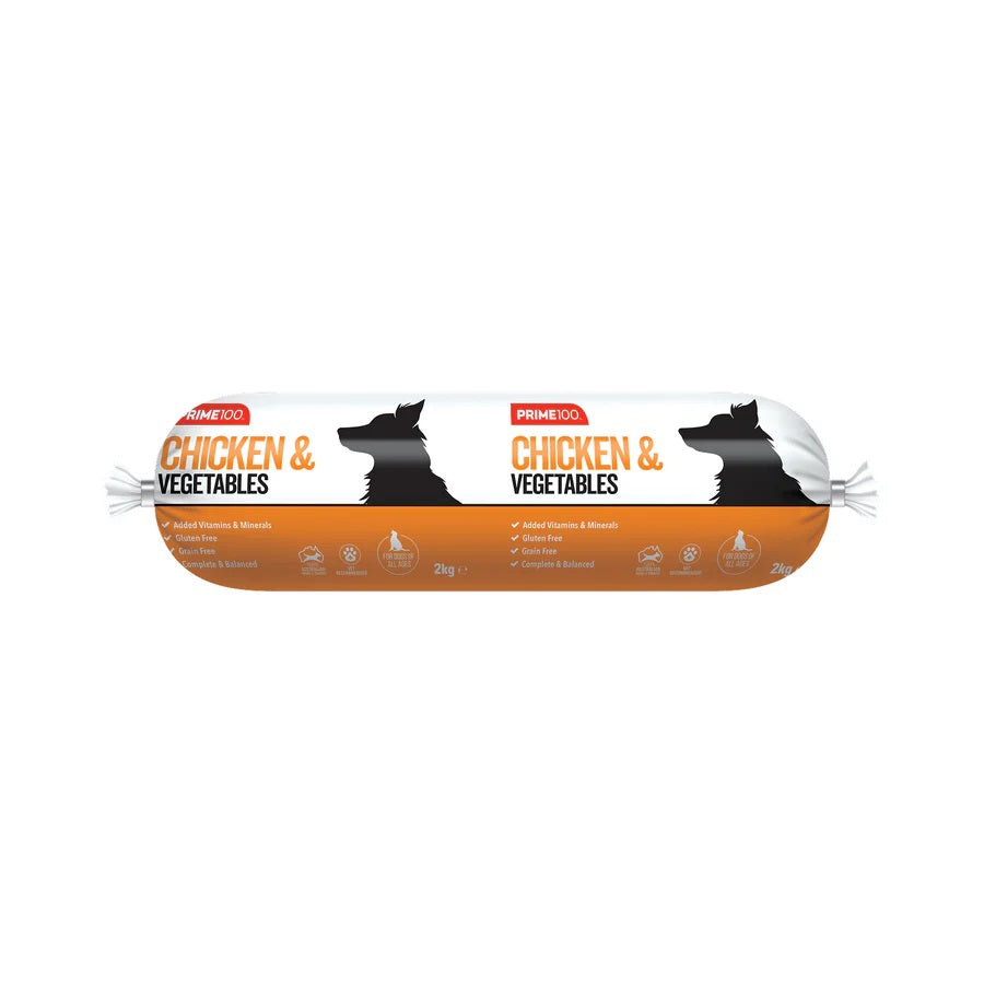 PRIME100 CHICKEN & VEGETABLES DOG ROLL 2KG