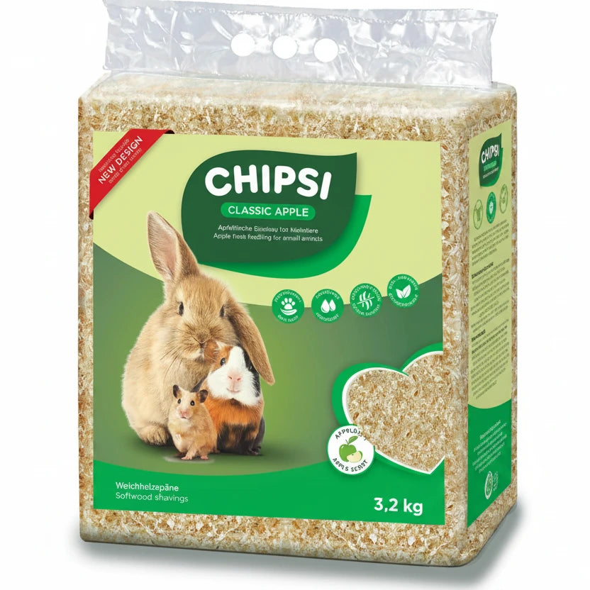 CHIPSI SMALL ANIMAL WOOD SHAVINGS BEDDING APPLE 3.2KG