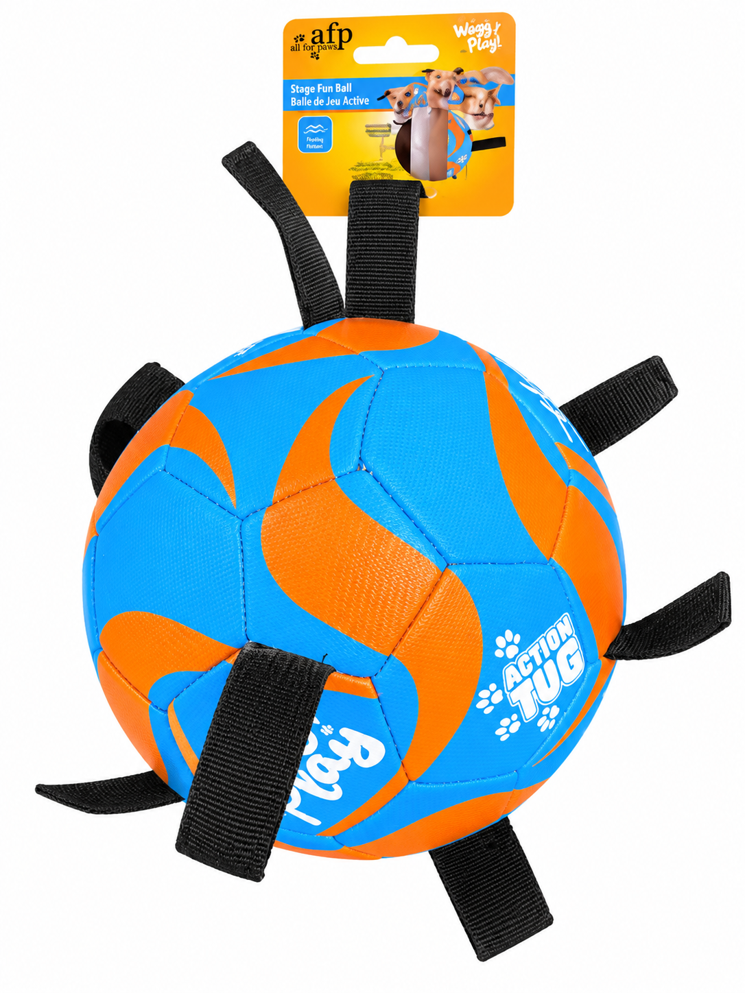 AFP RETRIEVER ACTION BALL WITH TUG TAGS 18CM