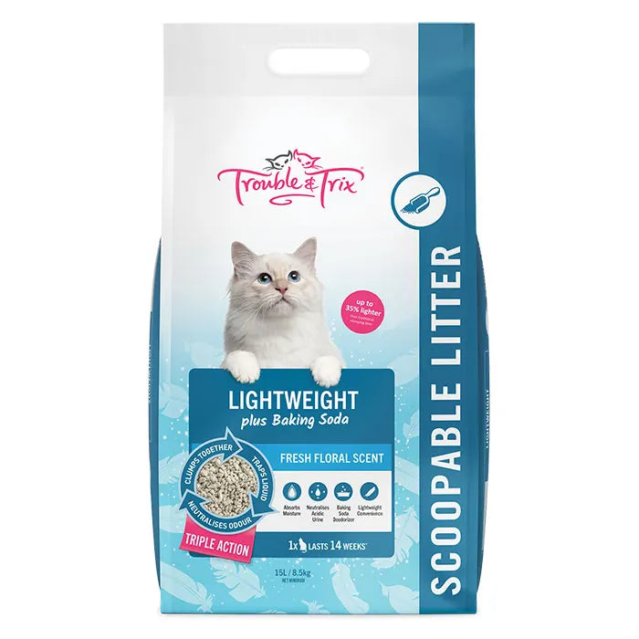 TROUBLE & TRIX LIGHT WEIGHT CAT LITTER 15L