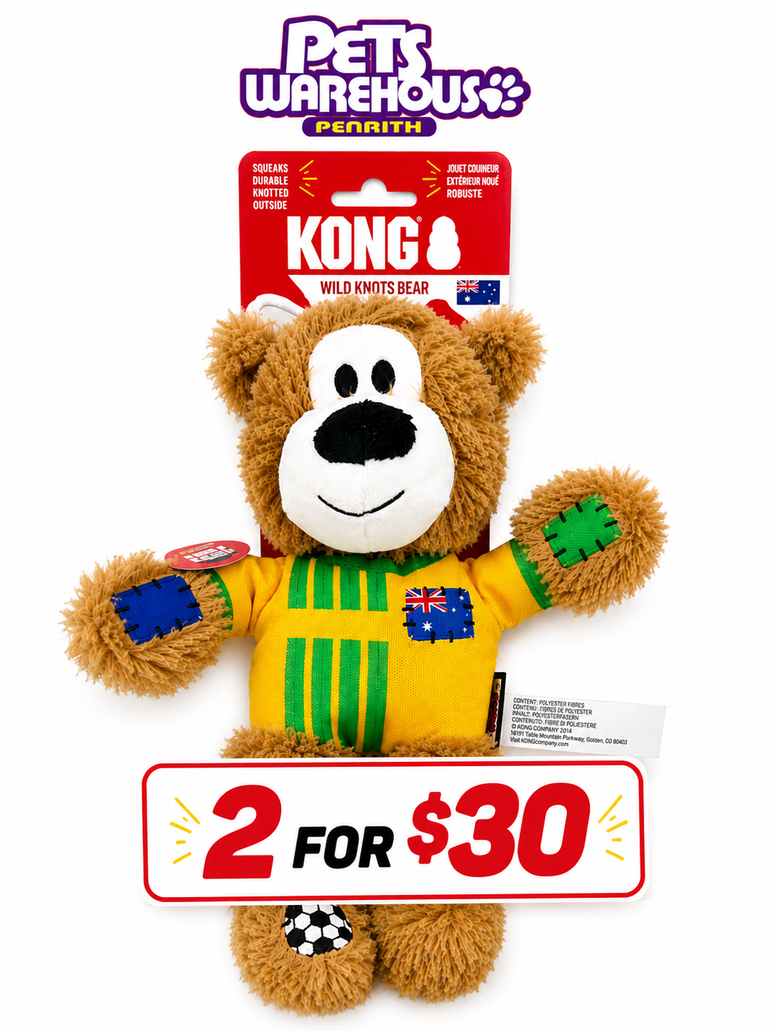 KONG WILD KNOTS AUSTRALIA SOCCER BEAR LIMITED EDITION