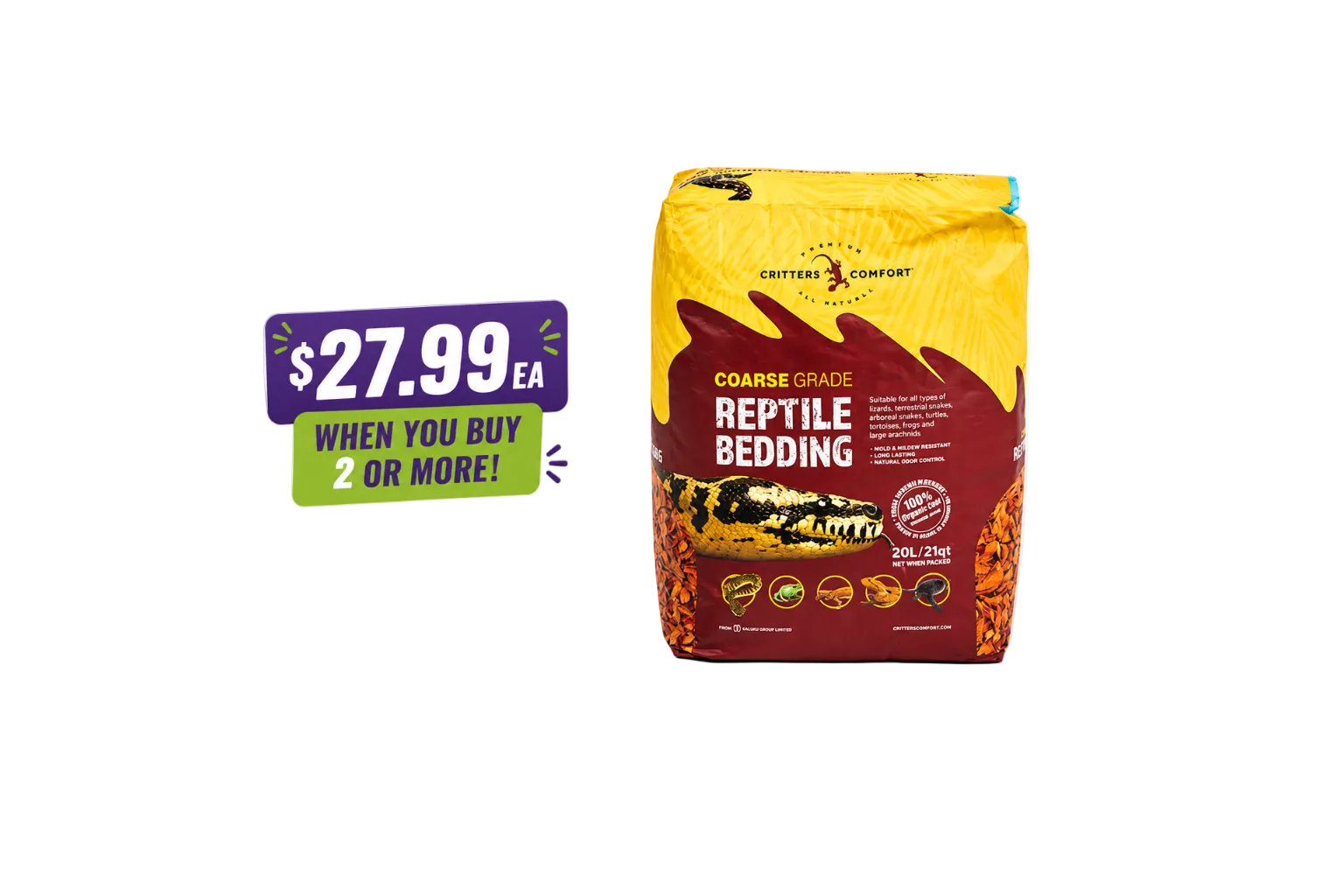 CRITTERS COMFORT COARSE GRADE REPTILE BEDDING 20L