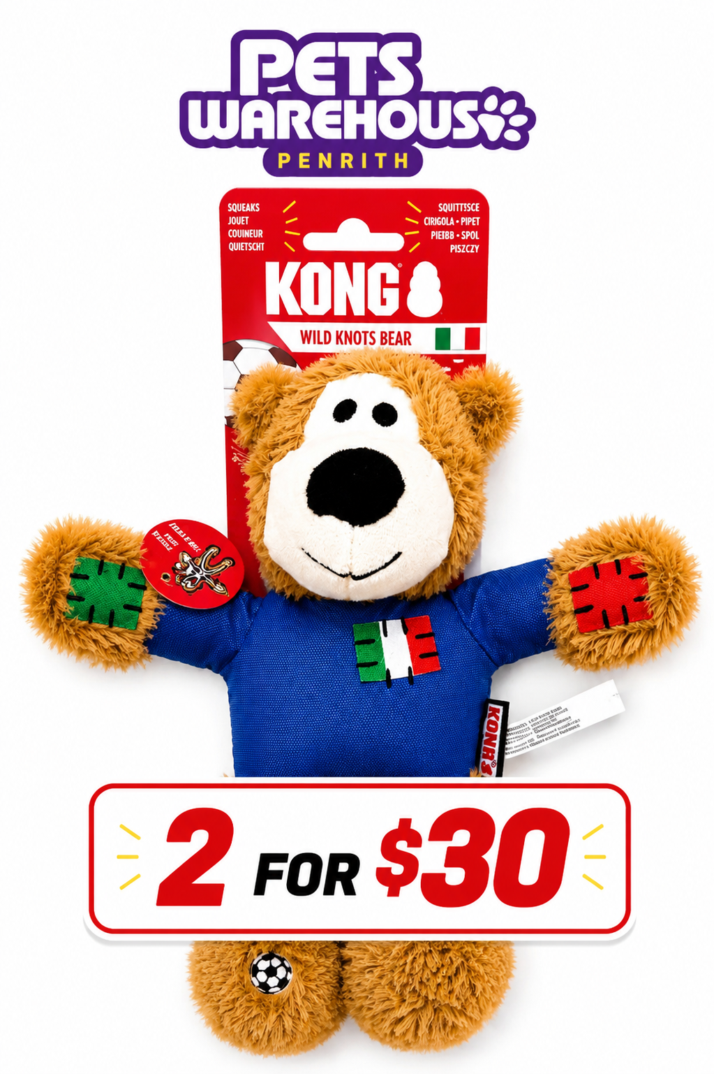 KONG WILD KNOTS ITALY SOCCER BEAR LIMITED EDITION