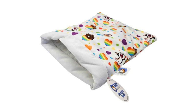 SMALL PET SNUGGLE SACK RAINBOW HEARTS